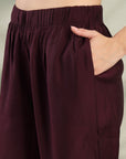 Zari Embroidered Viscose Blend Kurta Set with Palazzo & Lace Chiffon Dupatta