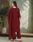 Moire Embroidered Kurta Set with Palazzo & Organza Dupatta
