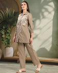 Grey Cotton Co-ord with Chikankari Embroidery & Laced Palazzo
