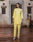 Textured Thread Embroidered Co-Ord Set with Raschel Sleeve & Side Panel Detailing