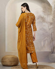 Bandhani Printed A-Line Modal Chanderi Kurta Set with Palazzo & Chiffon Dupatta