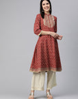 Floral Printed Flowy A-Line Cotton Cambric Kurta