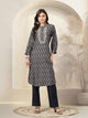 Ethnic Printed Viscose Kurta with Embroidery & Palazzo Set