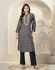 Ethnic Printed Viscose Kurta with Embroidery & Palazzo Set