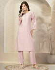 Solid Embroidered A-Line Poly Viscose Kurta & Palazzo Set