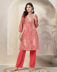 Ethnic Printed A-Line Cotton Kurta with Palazzo