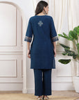 Solid A-Line Poly Viscose Kurta with Palazzo
