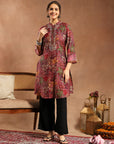 Floral Printed A-Line Modal Chanderi Kurta