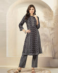 Floral Printed A-Line Modal Chanderi Kurta Set with Zari Embroidery