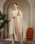 Twill Embroidered Kurta Set with Palazzo & Bandhani Art Silk Dupatta
