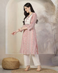 Floral Printed A-Line Modal Chanderi Kurta & Palazzo Set