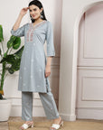 Bandhani Printed A-Line Rayon Kurta & Palazzo Set with Embroidery