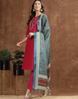 Solid A-Line Poly Silk Kurta, Palazzo & Printed Dupatta Set