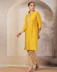 Bandhani Printed Modal Chanderi Kurta Set with Zari Embroidery