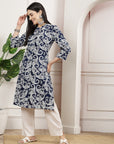 Paisley Printed A-Line Rayon Kurta with Palazzo & Pockets