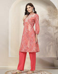 Ethnic Printed A-Line Cotton Kurta with Palazzo