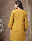 Solid A-Line Cotton Tunic with Embroidered Yoke