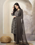 Bandhani Printed A-Line Modal Chanderi Kurta Set with Palazzo & Chiffon Dupatta