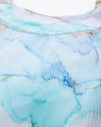Abstract Printed Flared Longline Poly Chiffon Top