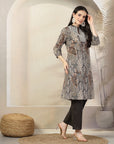 Ethnic Printed A-Line Cotton Kurta with Palazzo