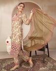 Paisley Wool Blend Kurta Set with Swarovski Detailing & Chiffon Dupatta