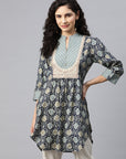 Ethnic Motif Printed Straight Modal Chanderi Kurti