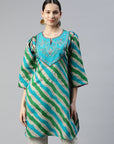 Striped Straight Above Knee Modal Chanderi Kurti
