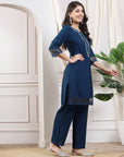 Solid A-Line Poly Viscose Kurta with Palazzo