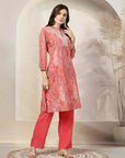 Ethnic Printed A-Line Cotton Kurta with Palazzo