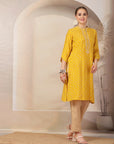 Bandhani Printed Modal Chanderi Kurta Set with Zari Embroidery