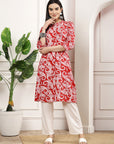 Paisley Printed A-Line Rayon Kurta with Palazzo & Pockets