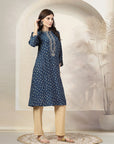 Bandhani Printed Modal Chanderi Kurta Set with Zari Embroidery