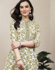 Floral Printed Straight Cotton Blend Kurta & Palazzo Set