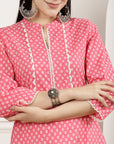 Printed Straight Cotton Kurta & Solid Palazzo Set