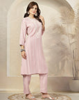 Solid Embroidered A-Line Poly Viscose Kurta & Palazzo Set
