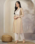 Floral Printed A-Line Modal Chanderi Kurta & Palazzo Set