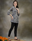 Ethnic Motif Printed Flowy A-Line Modal Chanderi Kurti