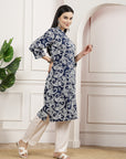 Paisley Printed A-Line Rayon Kurta with Palazzo & Pockets