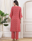Bandhani Printed Straight Kurta with Lace & Palazzo Set
