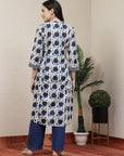 Maple Leaf Printed A-Line Cotton Kurta Set with Palazzo