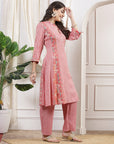 Ethnic Printed Cotton Blend Kurta Set with Mandarin Collar & Palazzo