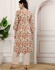 Floral Printed Cotton Kurta Set with Mirror Embroidery & Solid Palazzo