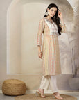 Floral Printed A-Line Modal Chanderi Kurta & Palazzo Set
