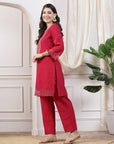 Solid A-Line Poly Viscose Kurta with Palazzo
