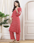 Bandhani Printed Straight Kurta with Lace & Palazzo Set