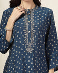 Bandhani Printed Modal Chanderi Kurta Set with Zari Embroidery