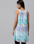 Abstract Printed Flared Longline Poly Chiffon Top