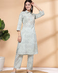 Abstract Printed A-Line Poly Linen Kurta & Palazzo Set