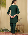 Embroidered Rayon Kurta Set with Stitch-Detailed Palazzo