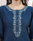 Solid A-Line Poly Viscose Kurta with Palazzo